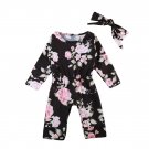 Baby Girl Flower Romper Headband Jumpsuit