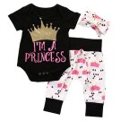 Baby Girl Letter I Am Princess Romper Sets