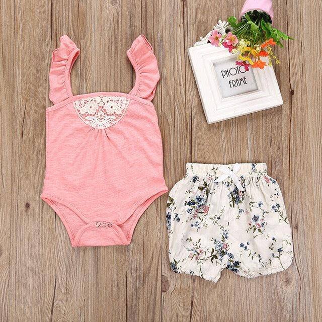 Baby Girl Romper Bottom Set Outfit