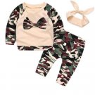 Baby Girl Striped Camo Headband Outfit Set