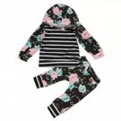 Baby Girls Hoodie Stripe Flower Sweatshirt Pants