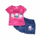 Toddler Girl Ice Cream Outfit T-Shirt & Denim Shorts Set