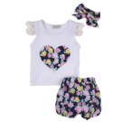Baby Girls Toddler Floral Tops Bloomer Headband Outfit