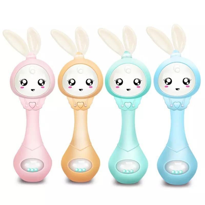 Baby Bunny Musical Rattle Teether Toy Soft Safe & Soothing Fun