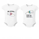 Baby Twin Milk Bottle Bodysuit