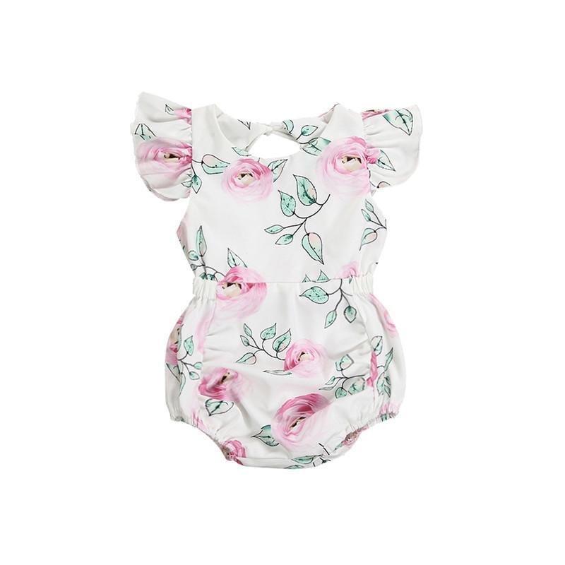 Casual Baby Girl Ruffles Backless Romper