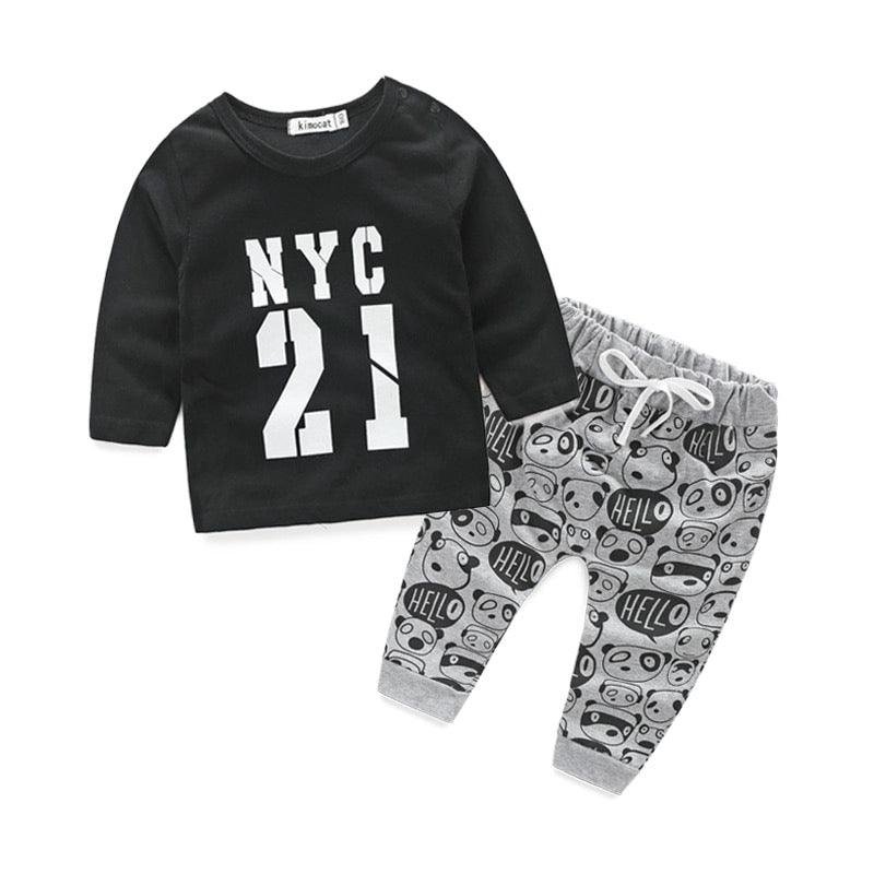 Casual Baby Tops Pants Printed Outfit Clothes