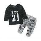 Casual Baby Tops Pants Printed Outfit Clothes