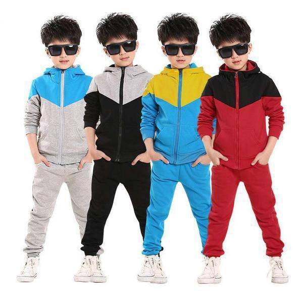 Casual Boys Tops Tracksuit Hooded Coat Long Pants