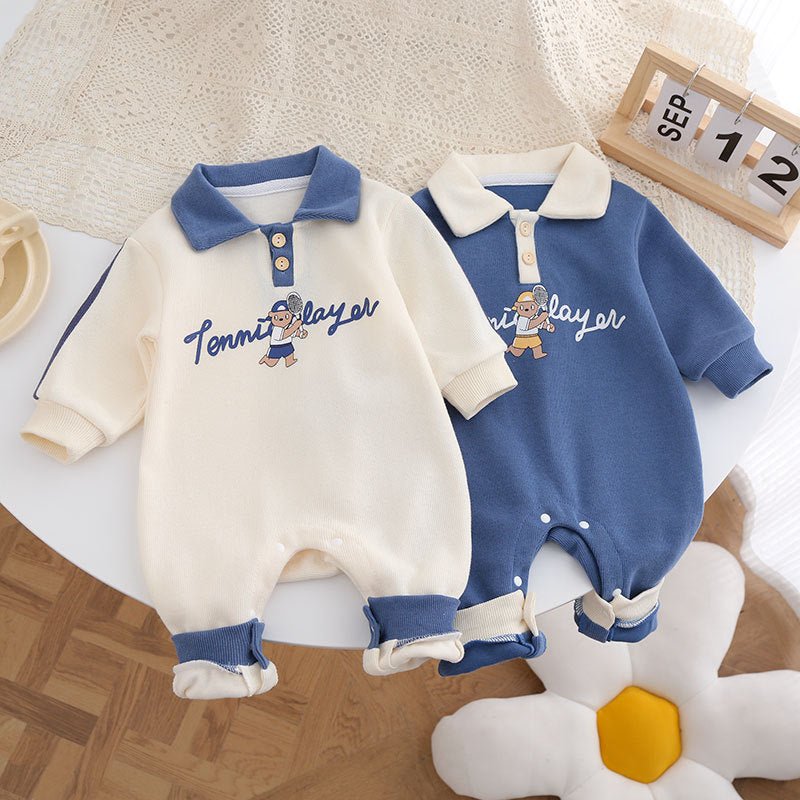2-Piece Baby Romper Tennis Player Long Sleeve Cotton Outfit