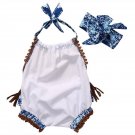 Cute Baby Girl Backless Bodysuit With Headband Outfit