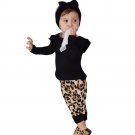 Cute Girls O-Neck Tops Leopard Pants
