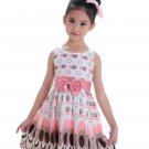 Cute Printed Girls Bow Peacock Party Dress