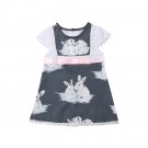Cute Short Sleeve Rabbit Kid Baby Girls Dress