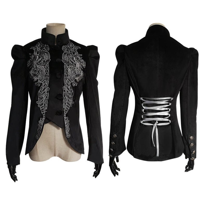 Women's Gothic Victorian Steampunk Jacket Lace-Up Back Coat