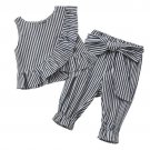 Fashion Girls Striped Ruff Shirt Pants