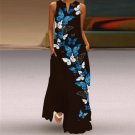 Sleeveless Butterfly Print Maxi Dress with Pockets