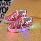 Fashionable Leather Girls Bling Led Sneakers Shoes