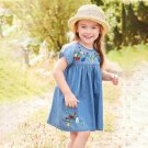 Girls' Embroidered Denim Dress Summer Casual Outfit for Toddlers & Kids