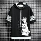 Cute Cat & Dog Graphic Hoodie Short Sleeve Unisex Top