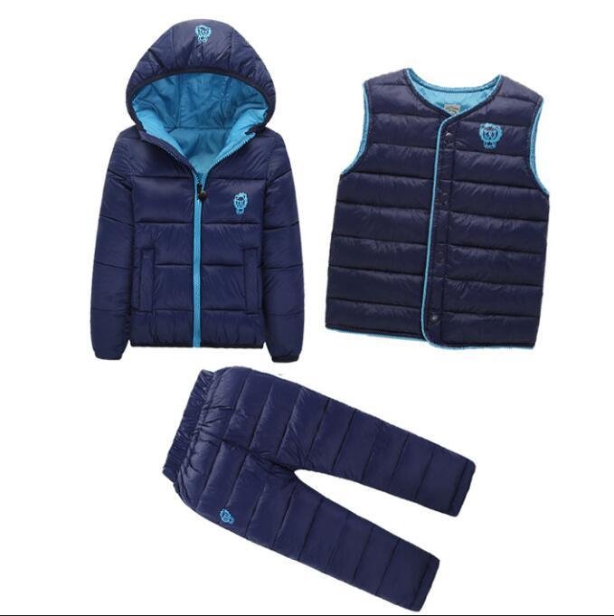 Girls Boys Hooded Padded Coat Vest Pants Outfit
