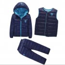 Girls Boys Hooded Padded Coat Vest Pants Outfit