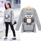 Girls Fleece Tops Lined Zipper Owl Sweater Clothes