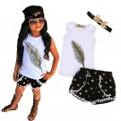 Girls Vest Top Tassels Bottom Headband Outfit
