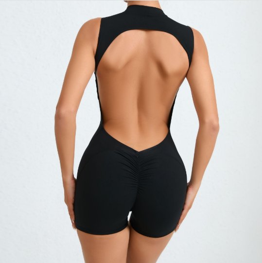 Women's Open Back Scrunch Romper Sleeveless One-Piece
