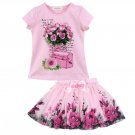 Kid Girl Floral Short Sleeve Bag Flower Skirt