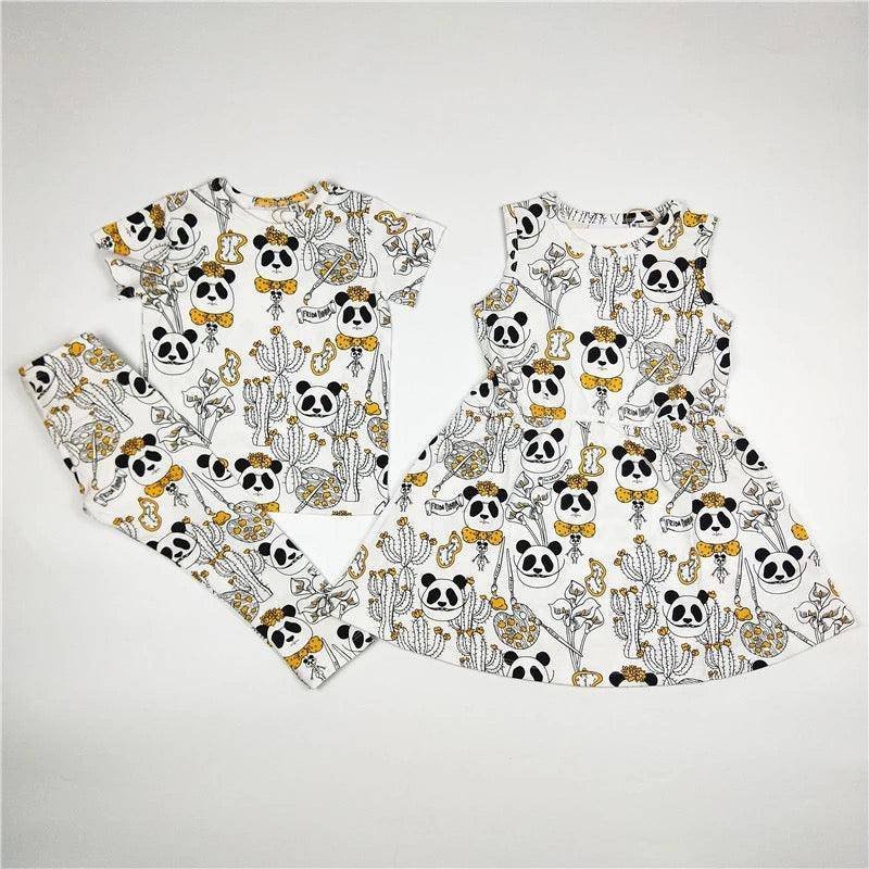Kids Boy Girl Print Panda Dress T Shirt Pants