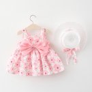 Baby Girl Floral Sundress & Hat Set Bow Summer Outfit