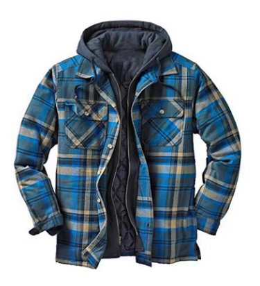Men&acirc;��s Hooded Plaid Shirt Jacket Fleece Lined Winter Wear