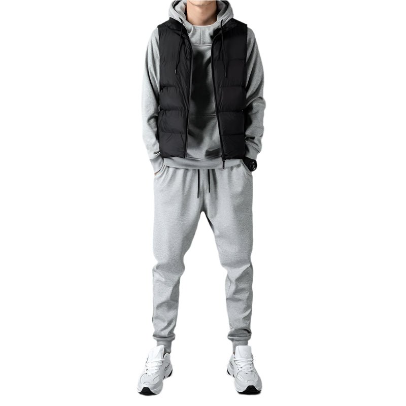 Men&acirc;��s 3-Piece Casual Tracksuit Set with Hoodie Joggers & Vest