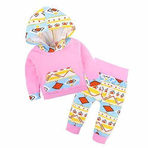 New Baby Unisex Long Sleeve Hooded Tops Floral pants
