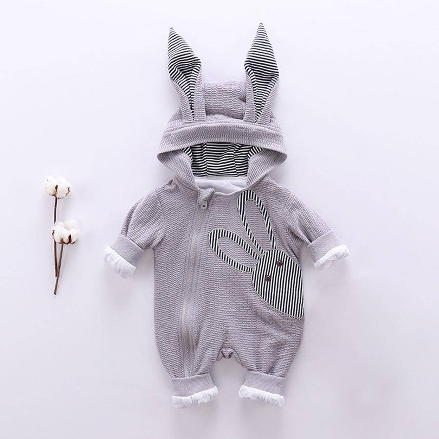 New Baby Unisex Rabbit Hooded Jumpsuit Clothes