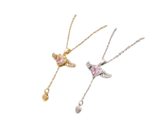 New Crystal Angel Wings Heart Pendant Necklace Valentine's Day