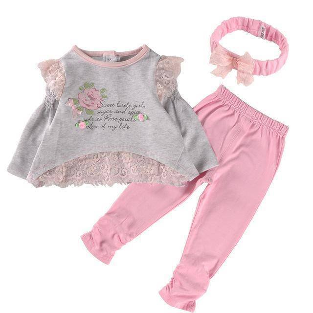 New Spring Long Sleeve Baby Girl Outfit Clothes
