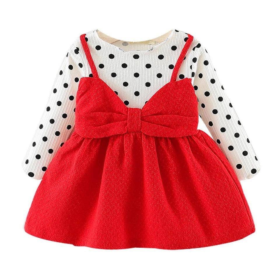 Newborn Baby Girl Dot Bowknot Dress