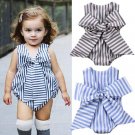 Newborn Baby Girl Striped Sleeveless V-Neck Romper Outfit