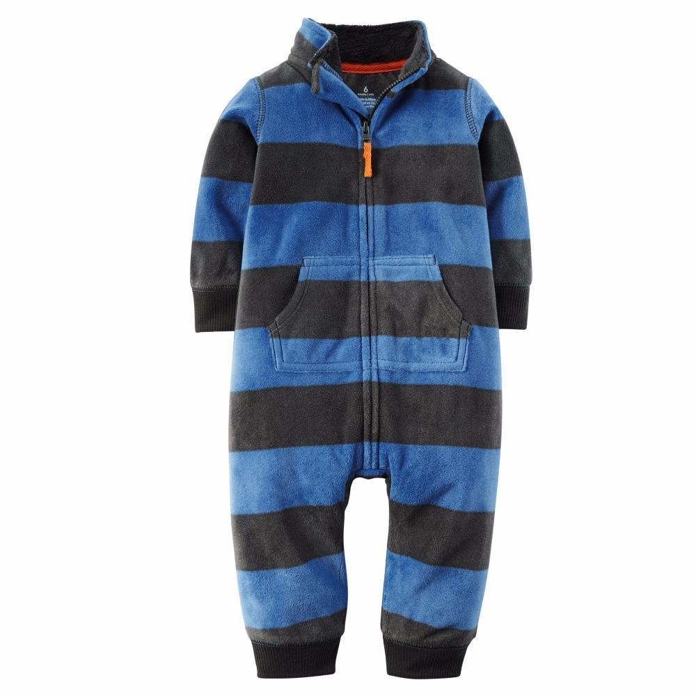 Newborn Baby Unisex Jumpsuit Pajamas Collar Fleece Clothes