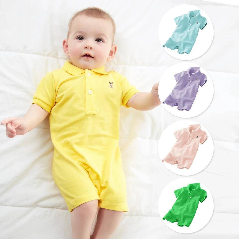 Newborn boys baby gentlemen polo romper clothes