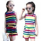 Sleeveless Striped Vests & Shorts Summer Kids girls Outfits
