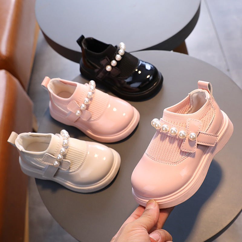 Toddler Girl Pearl Strap Shoes Soft Sole Dress Sneakers