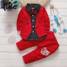 Spring kids boys button letter bow suit jacket +pants clothes