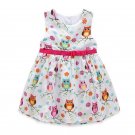 Summer Girls Owl Round Neck Cotton Dress