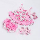 Summer Style Baby Girls Ruffle Outfit With Headband