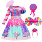 Candy Princess Dress for Girls with Accessories 4-Piece Set