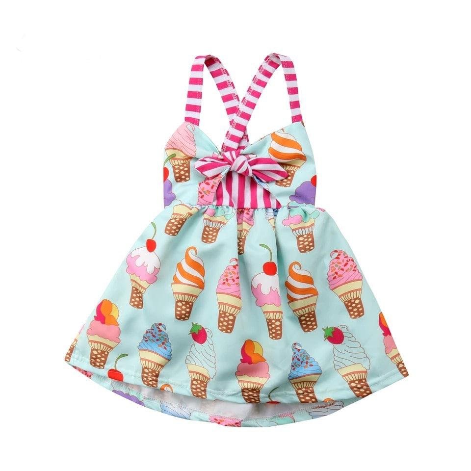 Toddler Babies Girl Sleeveless Ice Cream Strap Dress