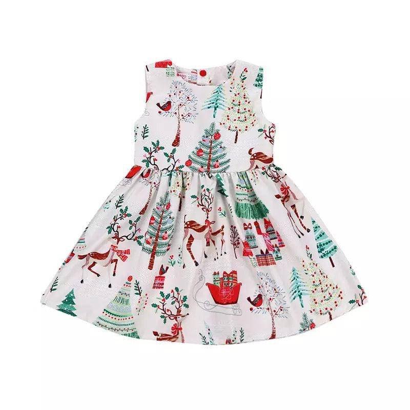 Toddler Baby Girls Christmas Button Geometry Dress